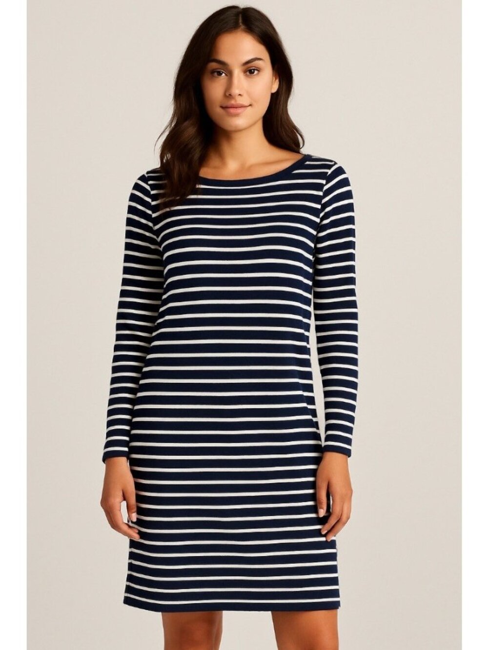 LAUREN RALPH LAUREN Women's Dress Sz M Blue French Striped Knit jersey Shift